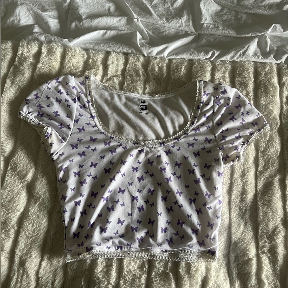 tight butterfly print crop top